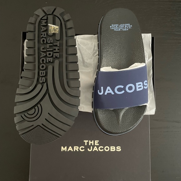 NEW IN BOX MARC JACOBS slides Navy size 5-11 - Picture 3 of 6